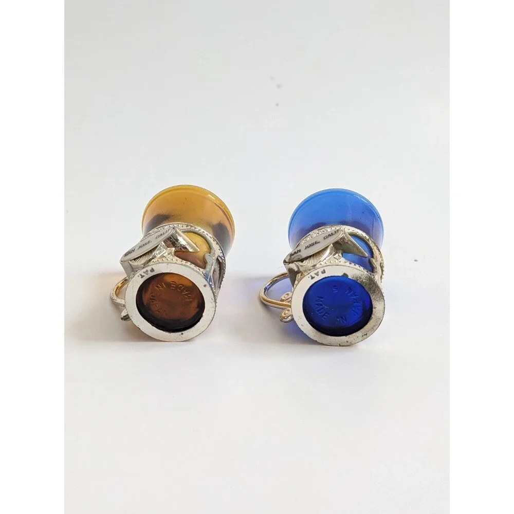 San Jose CA Vintage Souvenir Mini Mugs‎ Shot Glasses Cobalt Amber Mid-Century